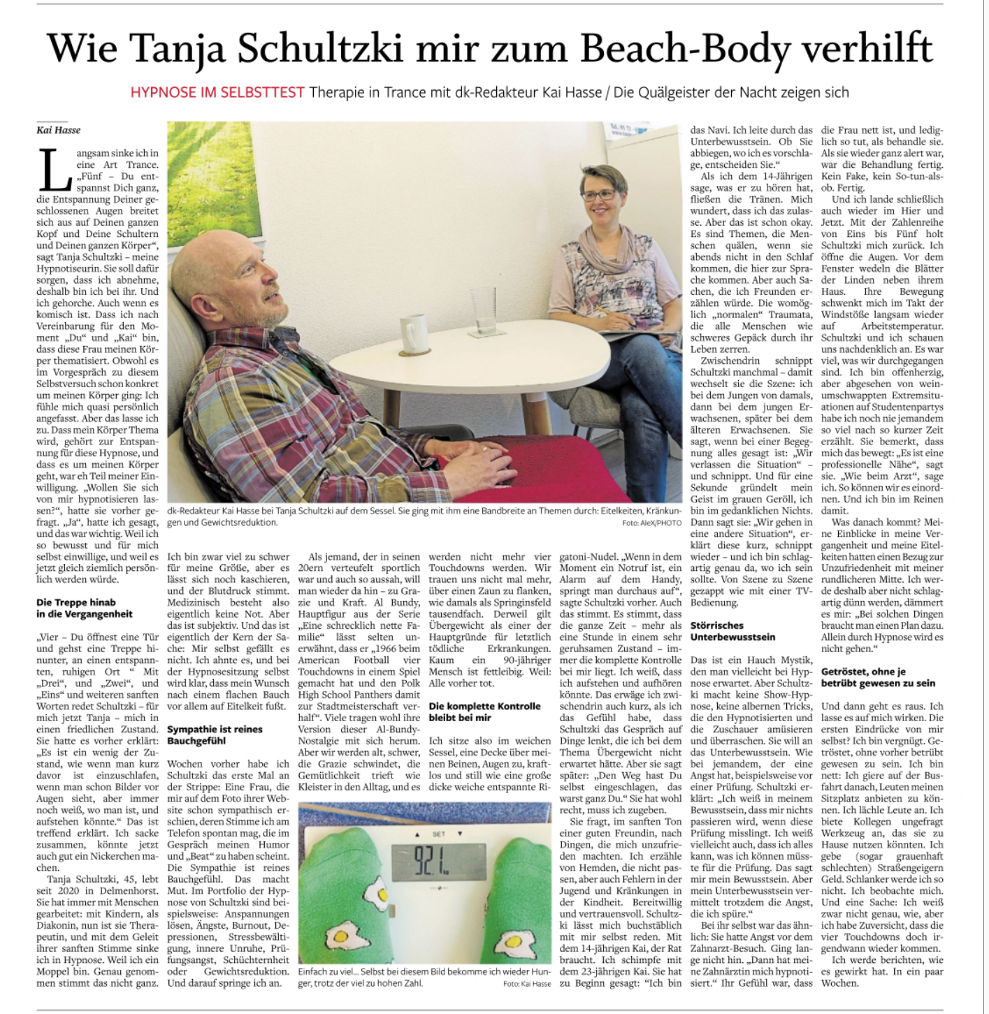 Therapie in Trance - Zeitungsatikel des Delmenhorster Kreisblatts